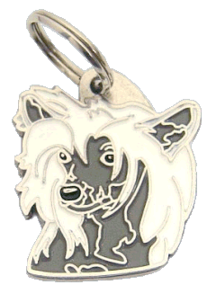 CHINESE CRESTED DOG WHITE GREY <br> (pet tag, engraving included)